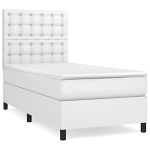 vidaXL Sommier &agrave; lattes de lit avec matelas Blanc 90x190 cm Similicuir