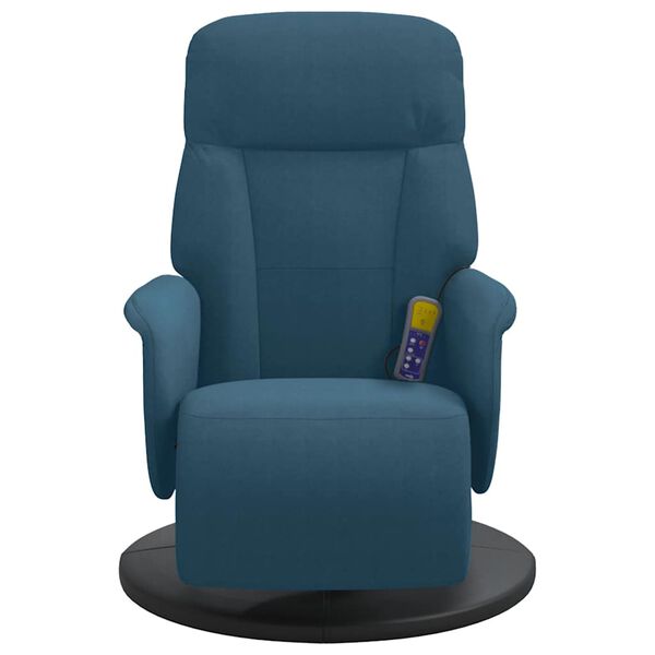 vidaXL Fauteuil inclinable de massage avec repose-pied bleu velours
