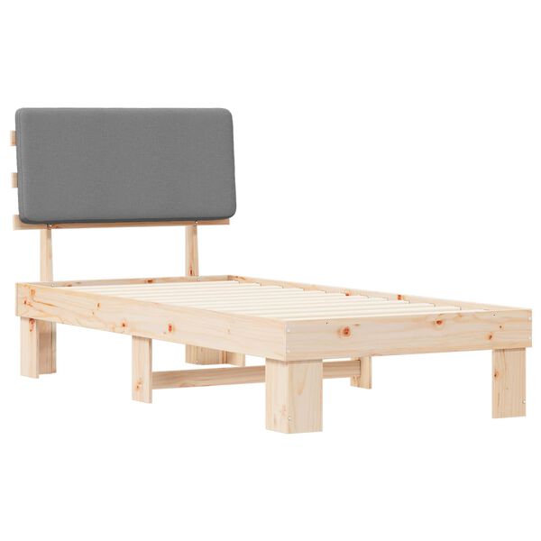 vidaXL Cadre de lit avec t&ecirc;te de lit rembourr&eacute;e Gris clair 75 x 190 cm