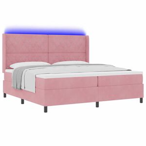 vidaXL Lit &agrave; ressorts avec matelas avec LED Rose 200 x 200 cm Velours