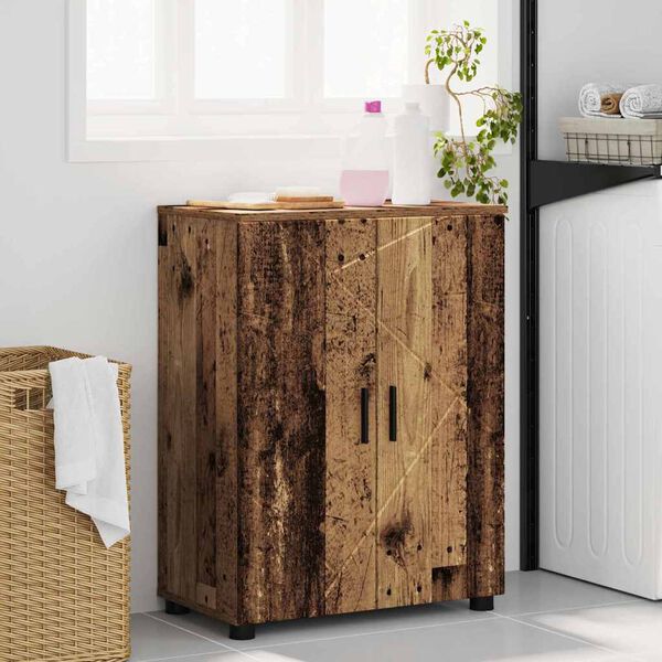 vidaXL Cabinet de salle de bain avec porte Bois Ancien 60 x 35 x 80 cm