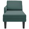 vidaXL Fauteuil long et coussin et accoudoir droit vert foncé velours