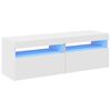 vidaXL Meubles TV avec lumi&egrave;res LED 2 pcs Blanc 60x35x40 cm