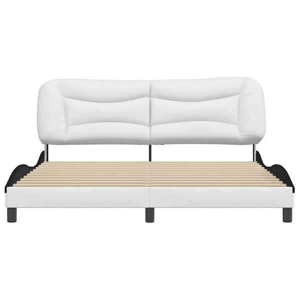 vidaXL Cadre de lit sans matelas Hvar blanc et noir 180x200 cm similicuir
