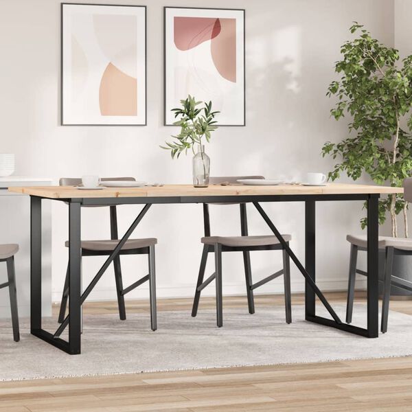 vidaXL Table &agrave; manger cadre en O 180x90x75,5 cm bois pin massif acier