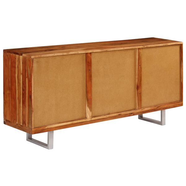 vidaXL Buffet Bois d'acacia massif avec portes sculpt&eacute;es 158x40x75 cm