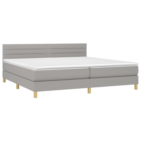vidaXL Sommier &agrave; lattes de lit avec matelas Gris clair 200x200cm Tissu
