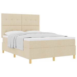 vidaXL Lit &agrave; ressorts avec t&ecirc;te de lit Cr&egrave;me 160 x 200 cm tissu