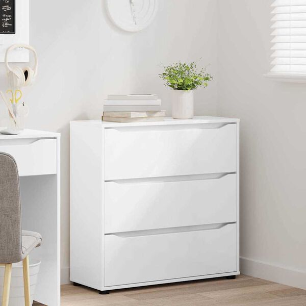 vidaXL Armoire de rangement Blanc brillant 80 x 31 x 81 cm