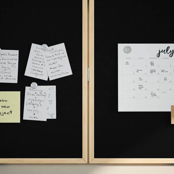 vidaXL Tableau d'Affichage Noir 80 x 80 x 1.4 cm Bois de pin massif