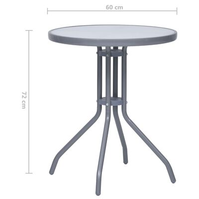 vidaXL Table de jardin Gris clair 60 cm Acier et verre
