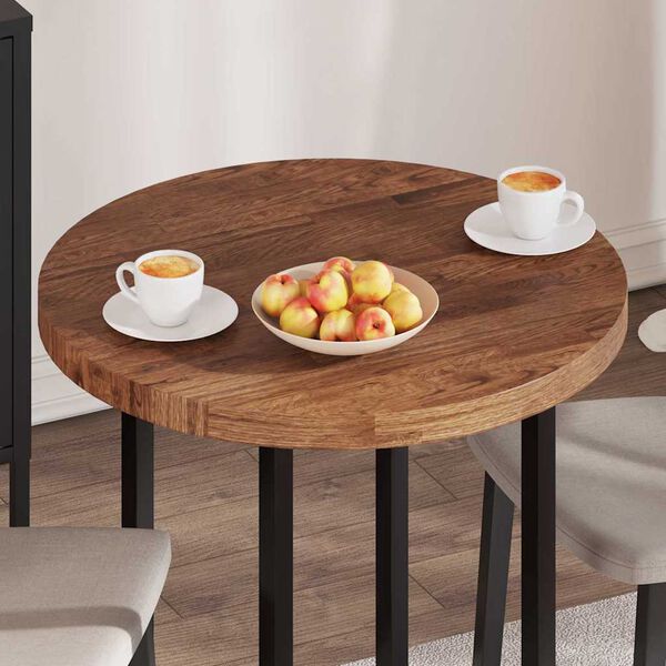 vidaXL Plateau de table Marron foncé Ø 70 x 4 cm Chêne massif