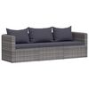 vidaXL Meuble de jardin 3 pcs avec coussins Gris R&eacute;sine tress&eacute;e