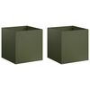 vidaXL Cache-pot de jardin 2 pc Vert olive 20 x 20 x 20 cm