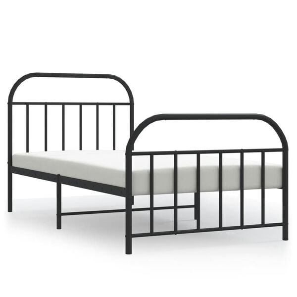 vidaXL Cadre de lit m&eacute;tal sans matelas avec pied de lit noir 107x203cm