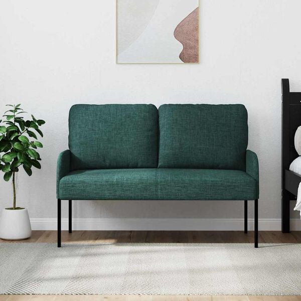 vidaXL Canap&eacute;s avec coussin 110cm Vert fonc&eacute; Contreplaqu&eacute;