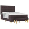 vidaXL Lit &agrave; ressorts avec t&ecirc;te de lit Marron fonc&eacute; 190 x 140 cm tissu
