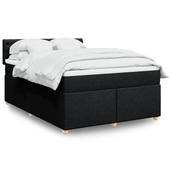 vidaXL Sommier &agrave; lattes de lit avec matelas Noir 140x190 cm Tissu