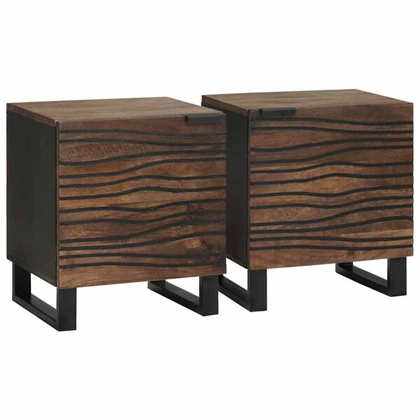 vidaXL Cabinet de chevet 2 pcs Noyer 40 x 33 x 46 cm