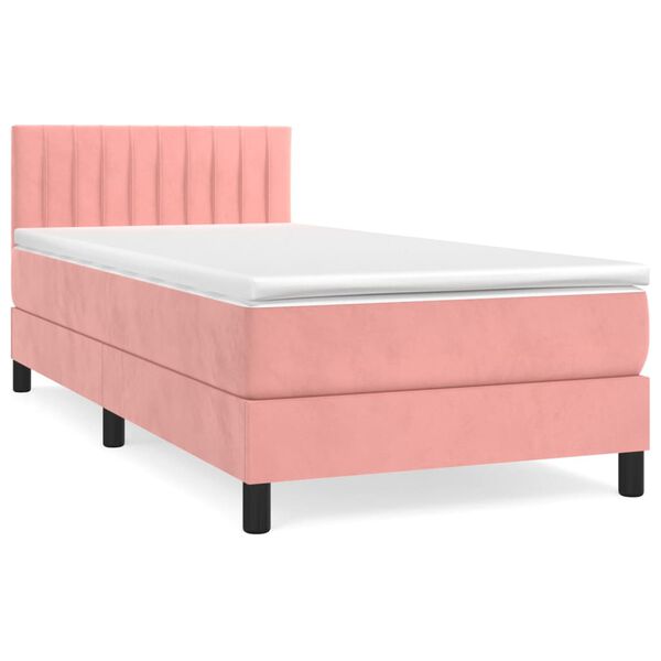 vidaXL Sommier &agrave; lattes de lit et matelas Rose 80x200 cm Velours