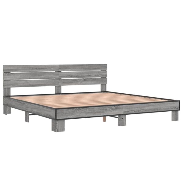 vidaXL Cadre de lit sans matelas sonoma gris 200x200 cm