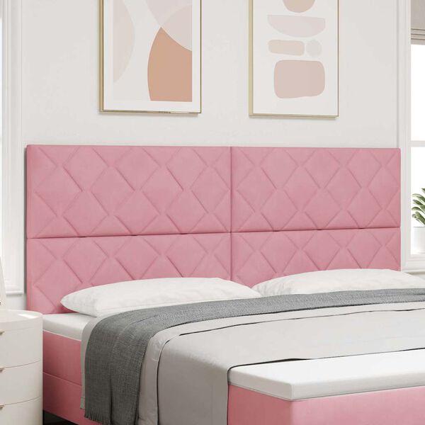vidaXL T&ecirc;te de lit avec t&ecirc;te de lit Rose 200 cm Velours