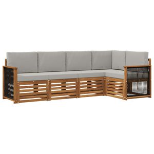 vidaXL Ensemble de canap&eacute;s d'ext&eacute;rieur 4 pc Naturel et gris clair
