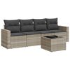 vidaXL Salon de jardin 5 pcs avec coussins gris clair r&eacute;sine tress&eacute;e