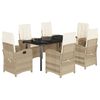 vidaXL Ensemble &agrave; manger de jardin et coussins 7 pcs beige poly rotin