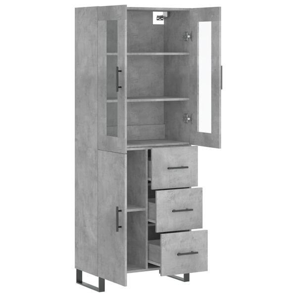vidaXL Buffet haut Gris b&eacute;ton 69,5x34x180 cm Bois d'ing&eacute;nierie