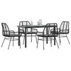 vidaXL Ensemble &agrave; manger de jardin et coussins 5 pcs noir rotin verre