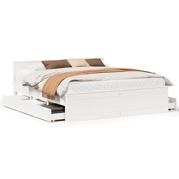 vidaXL Cadre de lit sans matelas avec t&ecirc;te de lit 180x200 cm bois pin