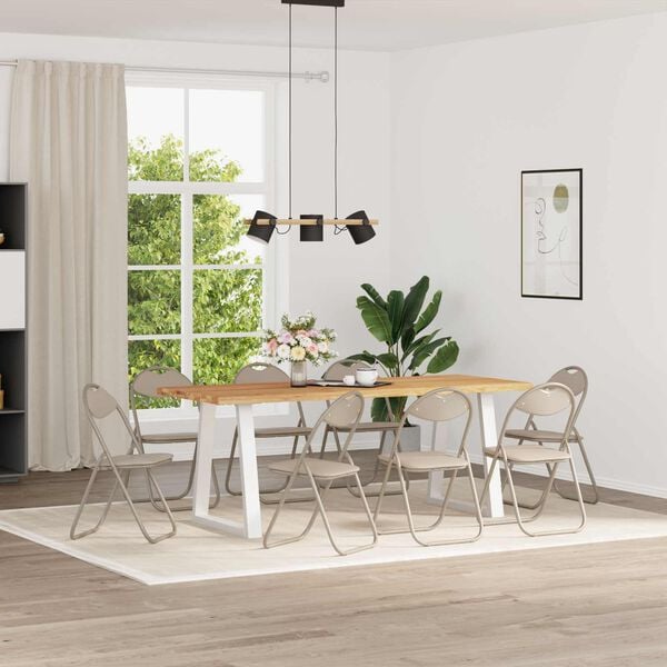 vidaXL Chaise pliante 8 pcs Sable 48 x 43,5 x 81 cm Simili cuir