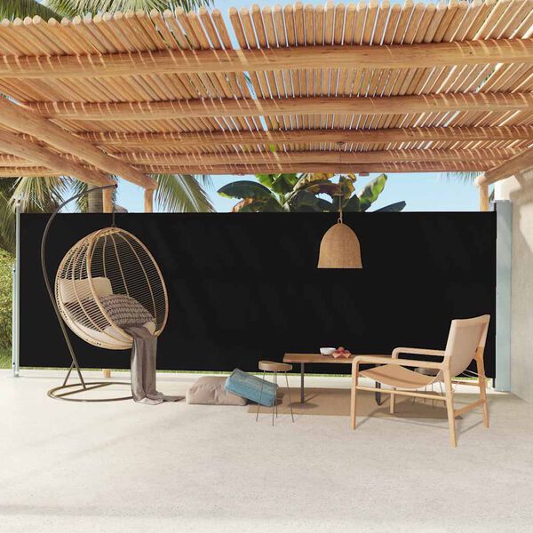 vidaXL Auvent latéral rétractable de patio 180x600 cm Noir