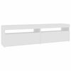 vidaXL Meubles TV 2 pcs avec lumi&egrave;res LED Blanc 75x35x40 cm