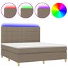 vidaXL Sommier &agrave; lattes de lit et matelas et LED Taupe 160x200cm Tissu