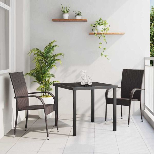 vidaXL Ensemble de salle &agrave; manger pour jardin 3 pcs Marron