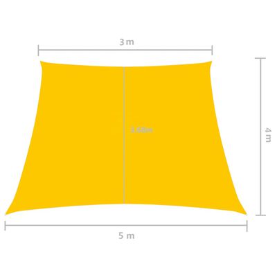 vidaXL Voile de parasol Tissu Oxford trapèze 3/5x4 m Jaune