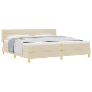 vidaXL Lit &agrave; ressorts avec matelas Cr&egrave;me 200 x 200 cm Polyester