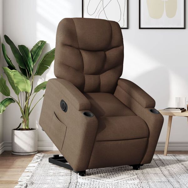 vidaXL Fauteuil inclinable électrique marron tissu