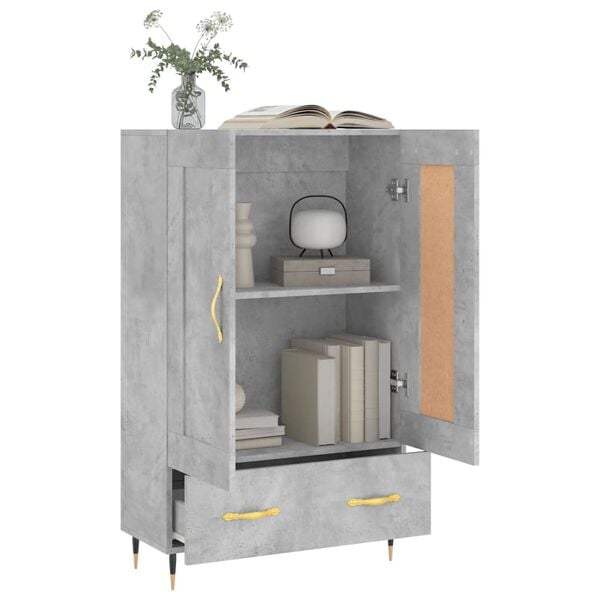 vidaXL Buffet haut gris béton 69,5x31x115 cm bois d'ingénierie