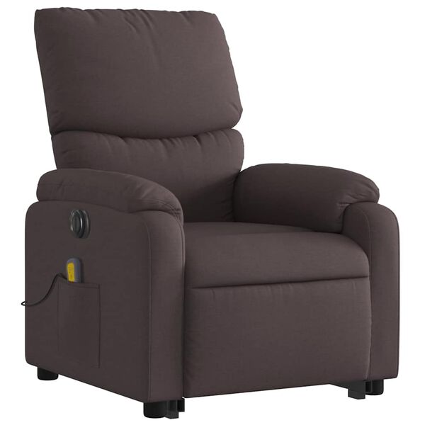 vidaXL Fauteuil inclinable de massage &eacute;lectrique Marron fonc&eacute; Tissu
