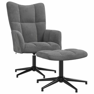 vidaXL Chaise de relaxation avec tabouret Gris fonc&eacute; Velours