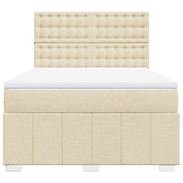 vidaXL Sommier &agrave; lattes de lit avec matelas Cr&egrave;me 140x190 cm Tissu