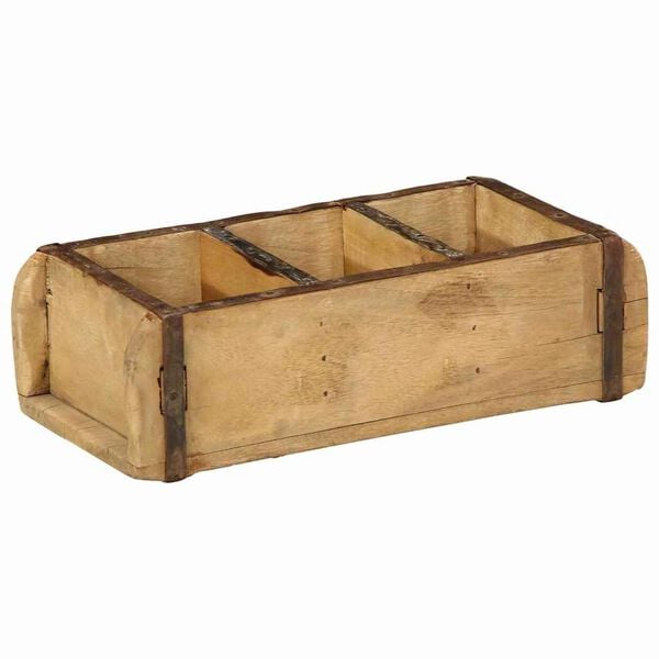 vidaXL Plateau avec stockage Marron 30 x 14 x 9 cm Bois Recycl&eacute; Solide