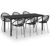 vidaXL Ensemble &agrave; d&icirc;ner d'ext&eacute;rieur 7 pcs Rotin PVC Noir