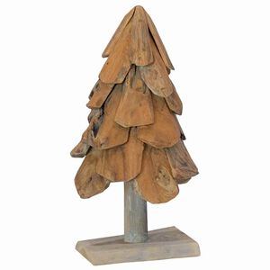 vidaXL Sapin de No&euml;l avec support Marron 60 cm Bois de teck solide