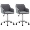 vidaXL Chaises pivotantes &agrave; manger lot de 2 Gris clair Tissu
