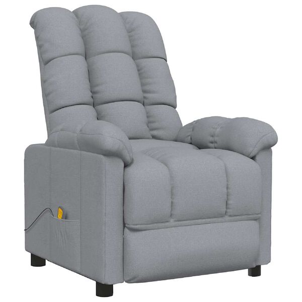 vidaXL Fauteuil de massage Gris clair Tissu