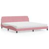 vidaXL Lit avec matelas Dover rose 200x200 cm velours